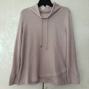 Light Pink Waffle Knit Cowl Sweater